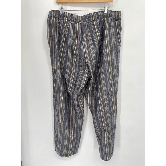 ASHLEY STEWART Wide Leg High Rise Striped Linen Pants SZ 20 Lagenlook LINEN COTT - Picture 3 of 4